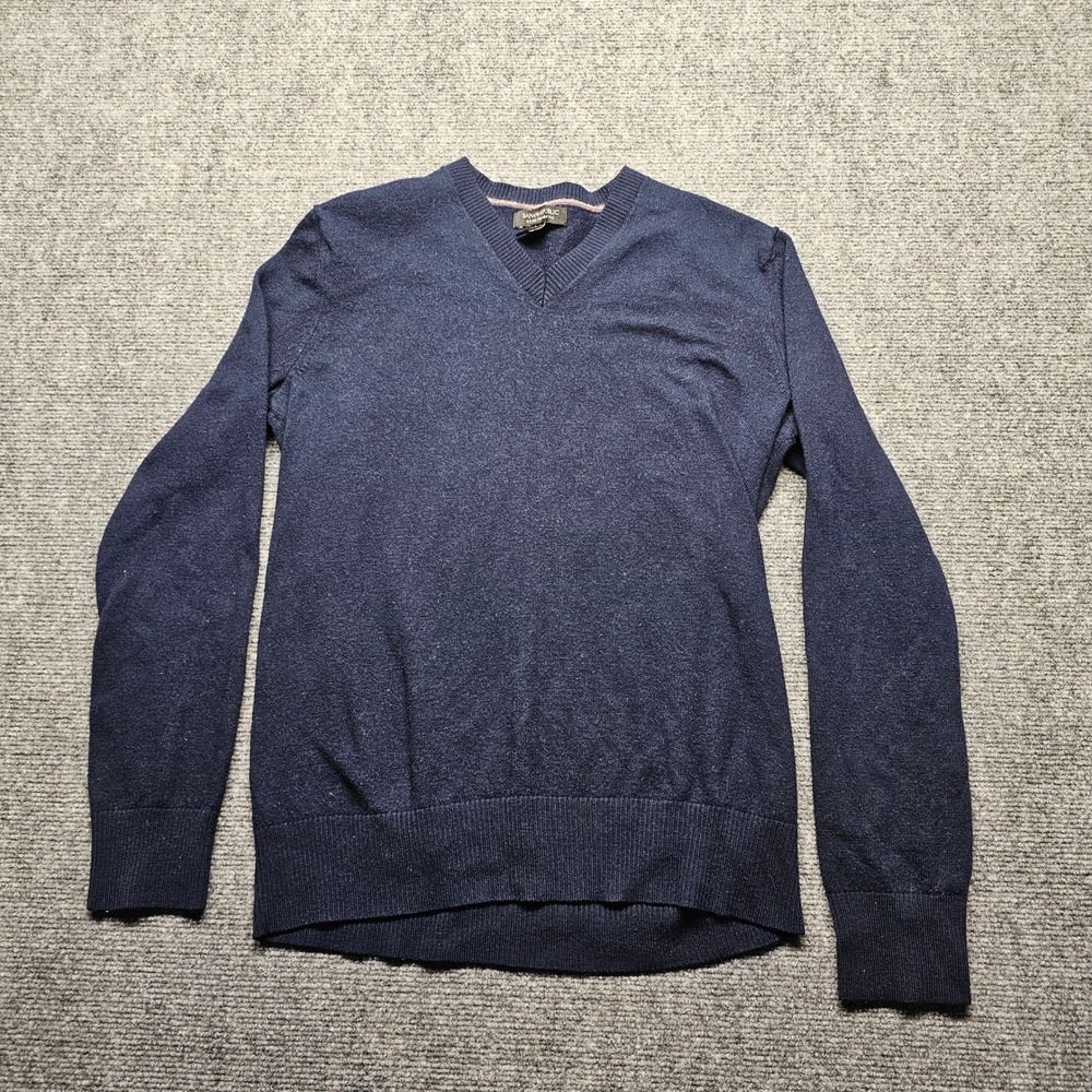 Banana Republic Mens Navy Blue Extra Fine Merino Wool V-Neck Sweater Large